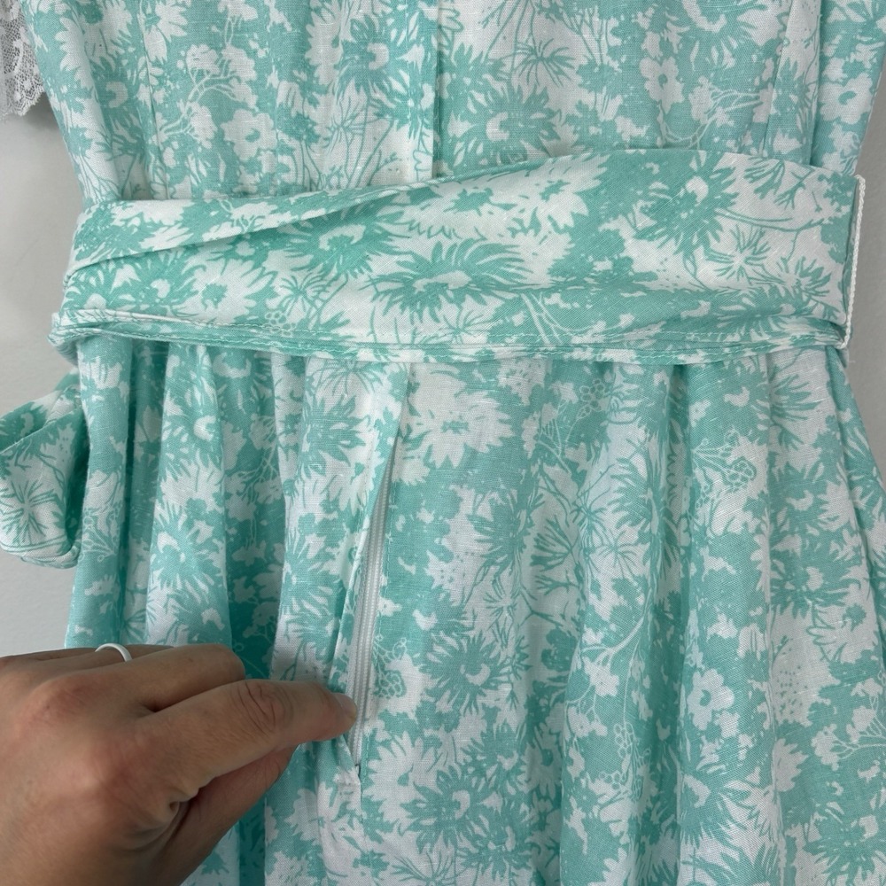 Country Western Puff Sleeve 60s 70s Vintage Full Circle Skirt Prairie Dress S/M - Picture 9 of 13